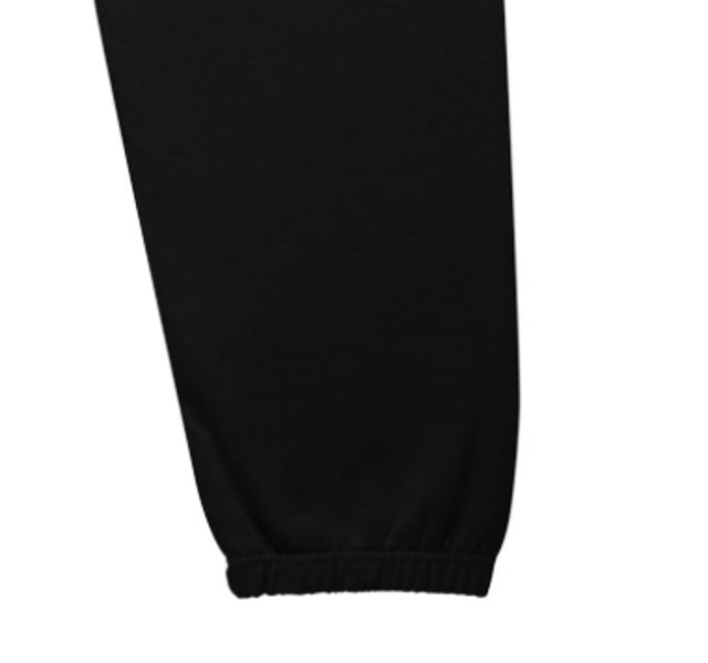 Sweatpants leg print, close